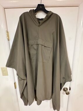 Susan Lazar Olive Green Hooded Rain Poncho
